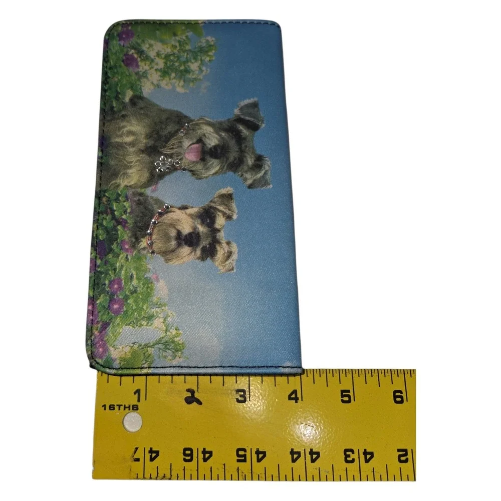 Schnauzer Dog Print Floral Shoulder Bag with‎ Matching Wallet